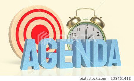 Agenda Planning Concept with Target Goal and Alarm Clock 3d render. Agenda Planning Concept with Target Goal and Alarm Clock 3d render. 135461418