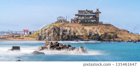 青森縣 從對岸八戶市眺望歌子島 長曝光 135461647