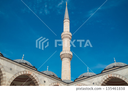 Historic Islamic Minaret Exterior Bathed in Soft Morning Sunlight Historic Islamic Minaret Exterior Bathed in Soft Morning Sunlight 135461838