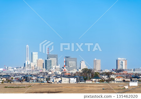 從埼玉市美沼稻田和埼玉新城看到的「埼玉縣」藍天 135462020