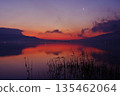 Crescent moon before dawn on Lake Suwa 135462064