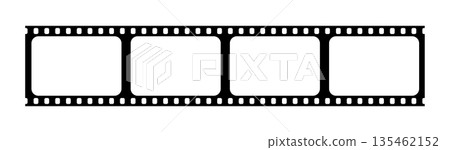 Film reel photo cinema strip icon. Film reel frame camera tape roll. Old movie isolated 135462152