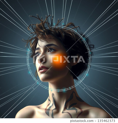 Futuristic Digital Sci-Fi Portrait 135462373