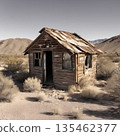 Deserted Shack in Arid Landscape 135462377