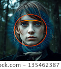 Futuristic Woman With Digital Halo 135462387