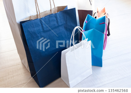 Various craft paper shoppers 135462568