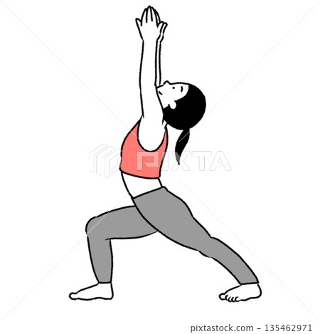 一幅簡單可愛的女性瑜珈插畫 一幅簡單可愛的女性瑜珈插畫 135462971