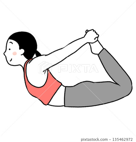 A simple and cute illustration of a woman doing yoga 135462972