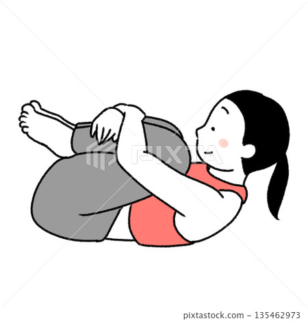 A simple and cute illustration of a woman doing yoga A simple and cute illustration of a woman doing yoga 135462973