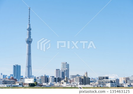 從荒川河床看到的「東京」東京晴空塔 從荒川河床看到的「東京」東京晴空塔 135463125