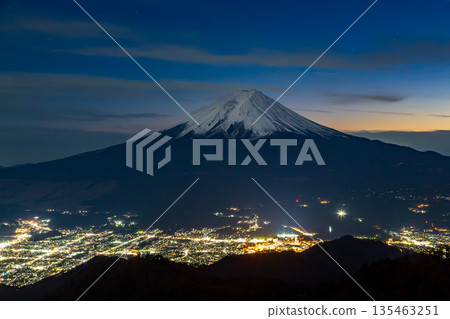 Mount Fuji in the evening from Mitsutoge in winter Mount Fuji in the evening from Mitsutoge in winter 135463251
