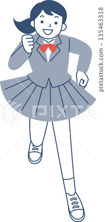 Smiling female student running Smiling female student running 135463318