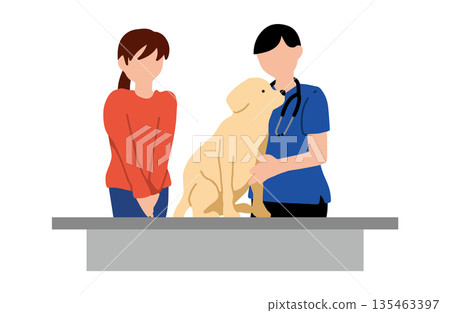 Dog hand-drawn illustration going to the hospital Dog hand-drawn illustration going to the hospital 135463397
