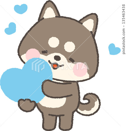 一隻心形的黑色柴犬 135463438