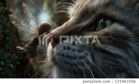 Fairy cat forest fantasy magic wings whisker nose friendship gentle fairy cat forest fantasy magic wings whisker nose 135463506