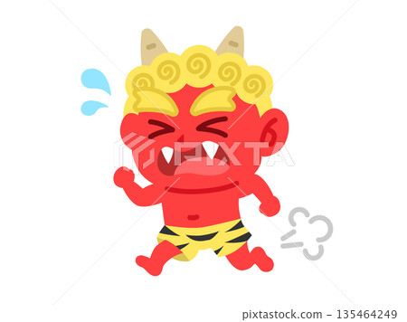 一幅紅色惡魔逃跑的插圖 一幅紅色惡魔逃跑的插圖 135464249