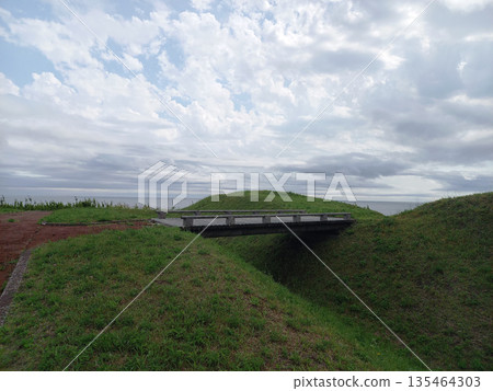 Shikokan: Wooden bridge, earthworks and moat near the entrance 135464303