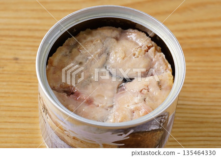 Canned mackerel boiled in water Canned mackerel boiled in water 135464330