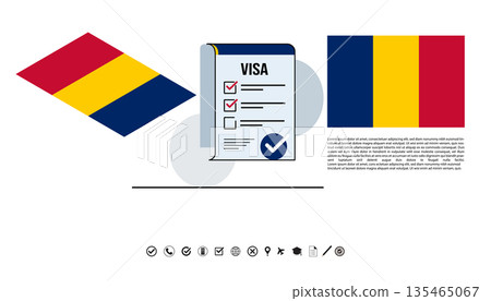 Chad Visa Application Concept With Flags, Checklist, Circles And Modern Geometric Design Illustration. Chad Visa Application Concept With Flags, Checklist, Circles And Modern Geometric Design Illustration. 135465067