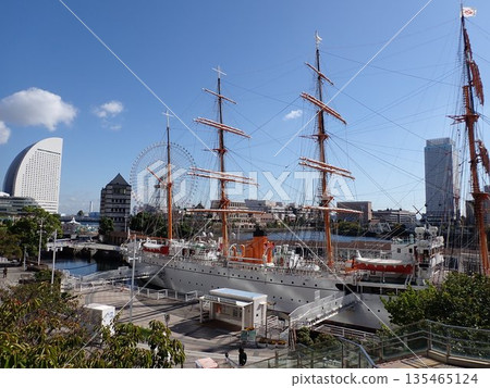 Sailboat Nippon Maru and Yokohama Port Sailboat Nippon Maru and Yokohama Port 135465124