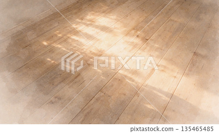 陽光和影灑落在木地板上 135465485