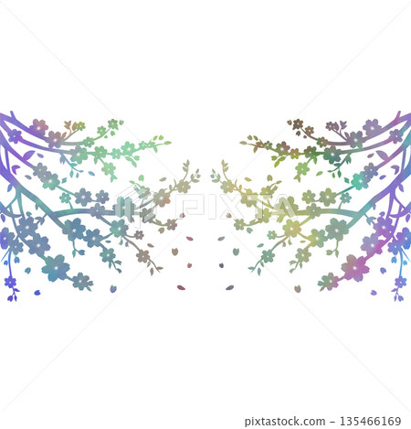 美麗的水彩櫻花樹圖示圖像插圖 135466169