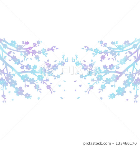 美麗的水彩櫻花樹圖示圖像插圖 135466170