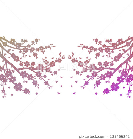 美麗的水彩櫻花樹圖示圖像插圖 135466241