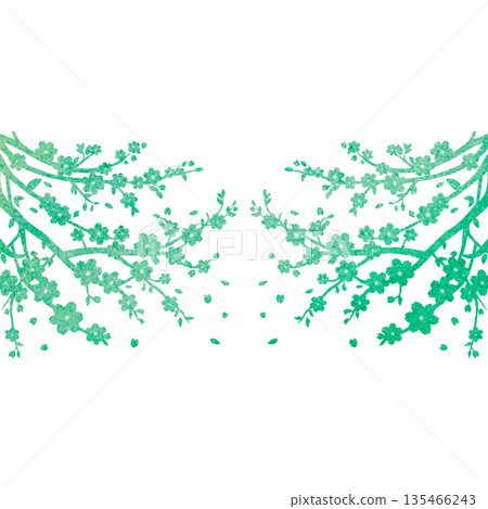 美麗的水彩櫻花樹圖示圖像插圖 135466243