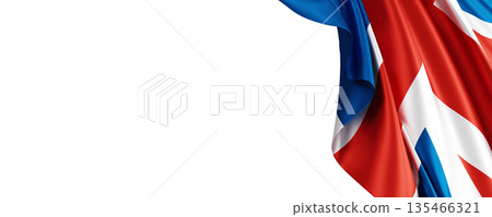 United kingdom or england flag isolated on white background with copy space 3D render United kingdom or england flag isolated on white background with copy space 3D render 135466321