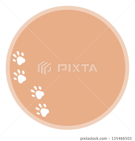 A simple round frame with pale orange paw prints A simple round frame with pale orange paw prints 135466503