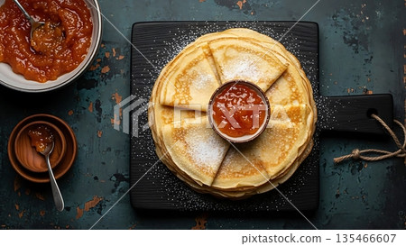 pancakes with jam 135466607