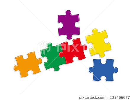 彩虹色拼圖插圖 彩虹色拼圖插圖 135466677