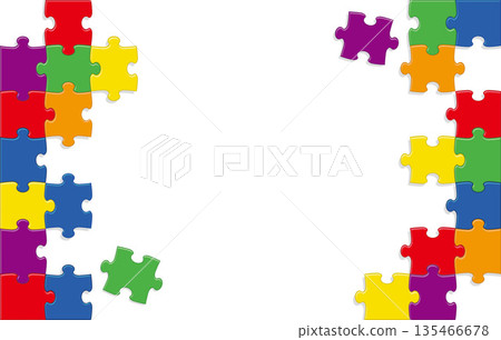 Rainbow colored jigsaw puzzle background with text space Rainbow colored jigsaw puzzle background with text space 135466678