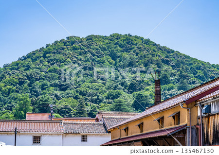 【傳統建築群重要保護區】宇津吹玉川-初夏時節透過屋頂眺望宇津吹山,鳥取縣倉吉市 【傳統建築群重要保護區】宇津吹玉川-初夏時節透過屋頂眺望宇津吹山,鳥取縣倉吉市 135467130