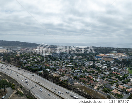 Aerial view of Del Mar town in San Diego, California 135467297