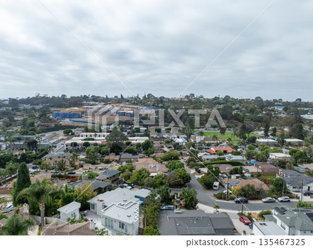 Aerial view of Del Mar town in San Diego, California 135467325