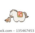 Hand-drawn illustrations, zodiac animals, horse parents and calves, New Year's cards, and more! 135467453