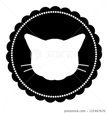 A black cat face silhouette icon. A black cat face silhouette icon. 135467670