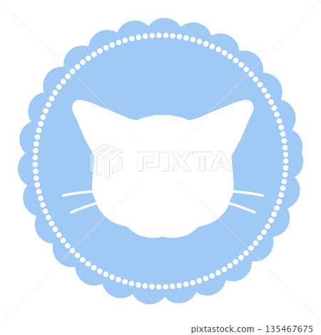 A light blue cat face silhouette icon. A light blue cat face silhouette icon. 135467675
