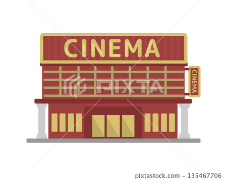 經典彩色電影院外觀插圖 135467706