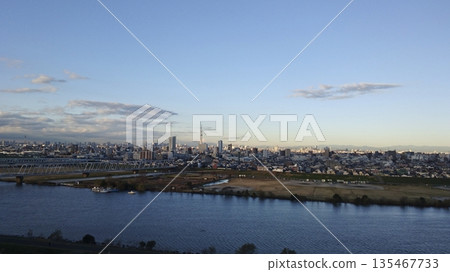 A panoramic view of Tokyo's cityscape on a winter morning A panoramic view of Tokyo's cityscape on a winter morning 135467733