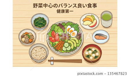 以蔬菜為主的均衡飲食 135467823