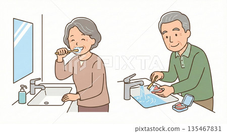 刷牙和照顧假牙 135467831