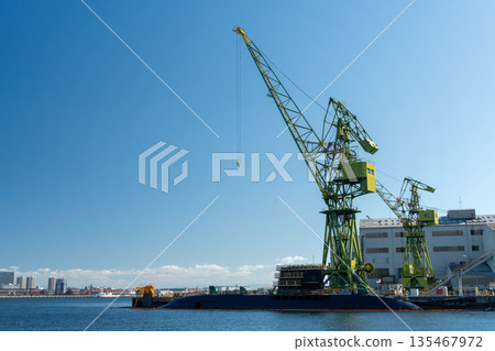 Shipyard with crane Shipyard with crane 135467972