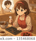 A woman making handmade Valentine's chocolates 135468068