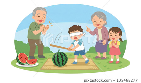 和孫子孫女們一起砸西瓜 135468277