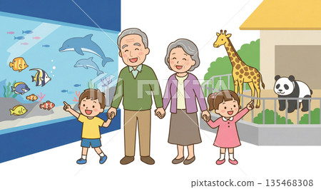 Going to the aquarium or zoo with my grandchildren 135468308