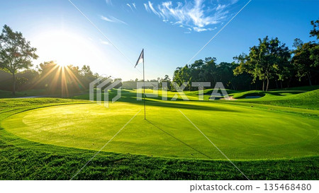 藍天高爾夫球場綠旗 135468480