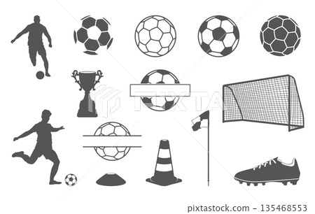 Soccer silhouette collection, Soccer sports bundle, Soccer icons & silhouettes bundle, Football player, ball, goal post & equipment, logo, Football svg bundle, Football bundle. 135468553